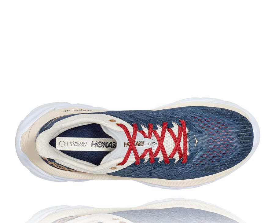 Hoka One One Mens Running Shoes - Clifton Edge - Blue/White - XLVU96170